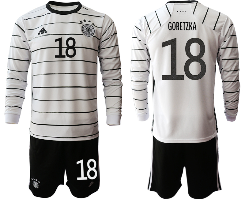 Men 2021 European Cup Germany home white Long sleeve #18 Soccer Jersey